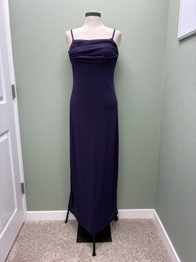 Vintage Y2K Sleek Purple Spaghetti-Strap Evening Gown